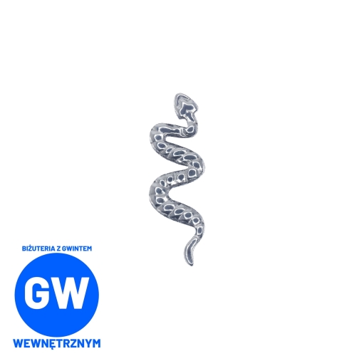 Wąż tytanowy ozdobny labret w kształcie snake. Kolczyk do piercingu ucha - helix, flat, upper lobe, conch L021.jpg
