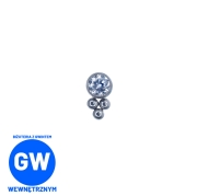 Kryształ z 3 kuleczkami złoty - tytanowy labret. Kolczyk do piercingu ucha tragus, nosa, wargi. L023jpg