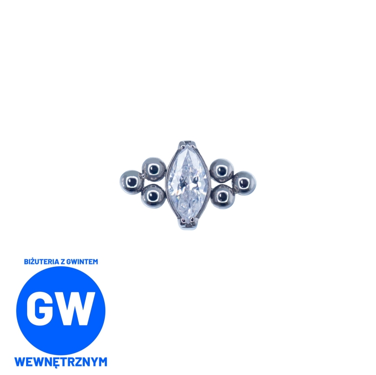 Kryształowa łezka z kuleczkami tytanowy ozdobny labret. Kolczyk do piercingu ucha - conch, flat, upper lobe L030.jpg