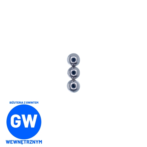 3 kuleczki w pionie - tytanowy labret do piercingu ucha L010.jpg