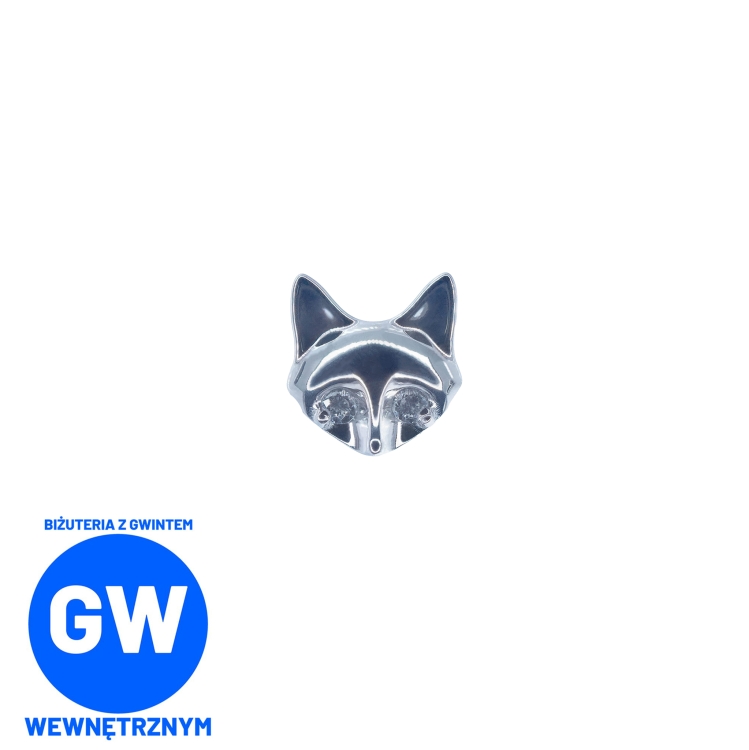 Lis z kryształowymi oczami - tytanowy labret L112.jpg