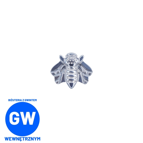 Pszczoła osa owad płaskie skrzydła tytanowy ozdobny labret większa L110.jpg