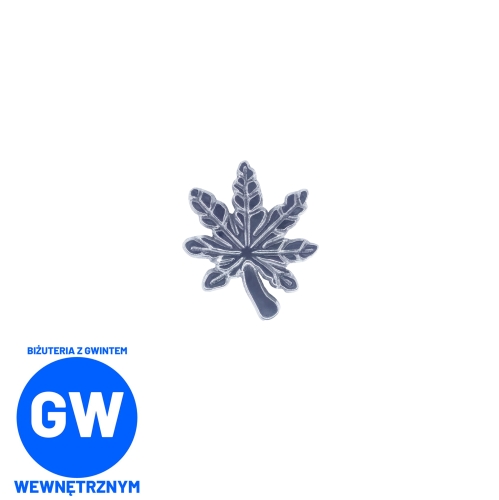 Liść marihuany marihuana ganja zioło weed tytanowy ozdobny labret do piercingu L090.jpg