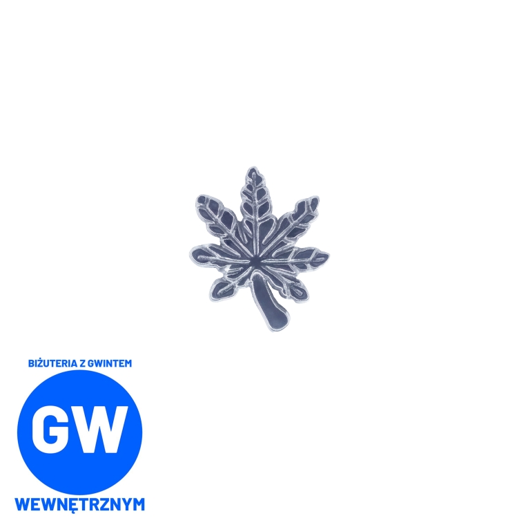 Liść marihuany marihuana ganja zioło weed tytanowy ozdobny labret do piercingu L090.jpg