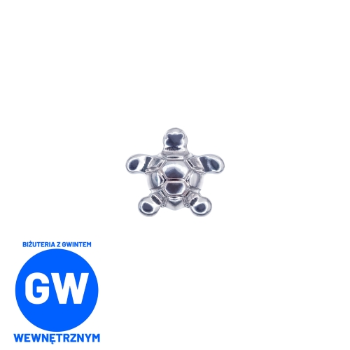 Żółw żółwik - tytanowy ozdobny labret. Kolczyk do piercingu ucha upper lobe helix flat. L087.jpg