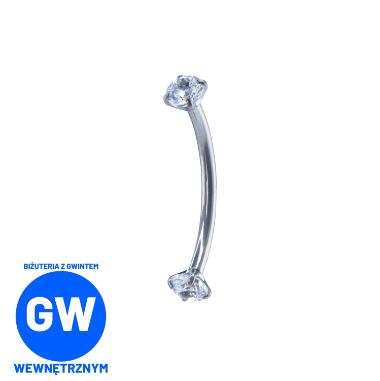 Tytanowy banan z kryształami w szponach - pręt gwint wewnętrzny GW011 + L069.jpg