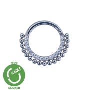 Clicker kółko z kryształami i kuleczkami z przodu tytan RF008.jpg