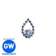 Kryształ otoczony kulkami „łezka" - tytanowy labret do piercingu ucha - tragus, conch, flat.jpg L028.jpg