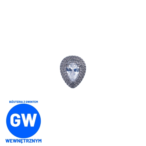 Kryształowa łezka w tytanowej oprawie - tytanowy ozdobny labret L283.jpg