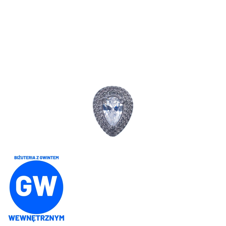 Kryształowa łezka w tytanowej oprawie - tytanowy ozdobny labret L283.jpg