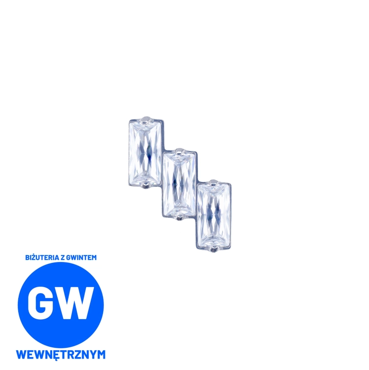 Tytanowy labret z 3 prostokątnymi cyrkoniami L235.jpg