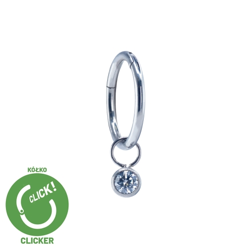 Kryształowa wisząca cyrkonia - tytanowy clicker z zawieszką R047,jpg
