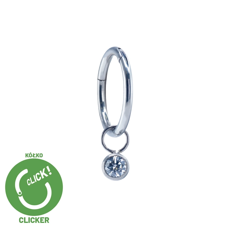 Kryształowa wisząca cyrkonia - tytanowy clicker z zawieszką R047,jpg