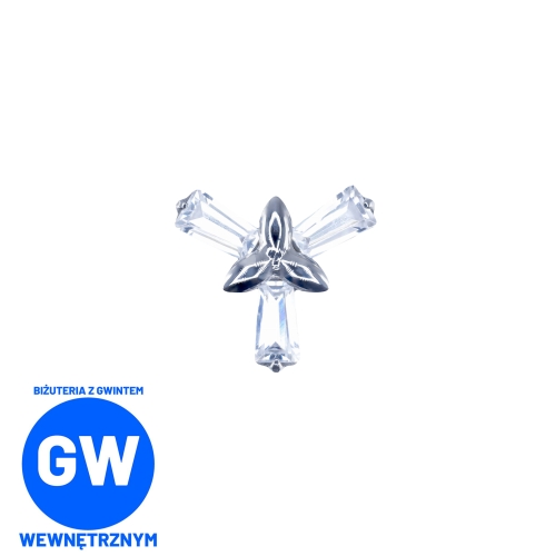 Tytanowy kwiat z trzech prostokątnych cyrkonii L229.jpg