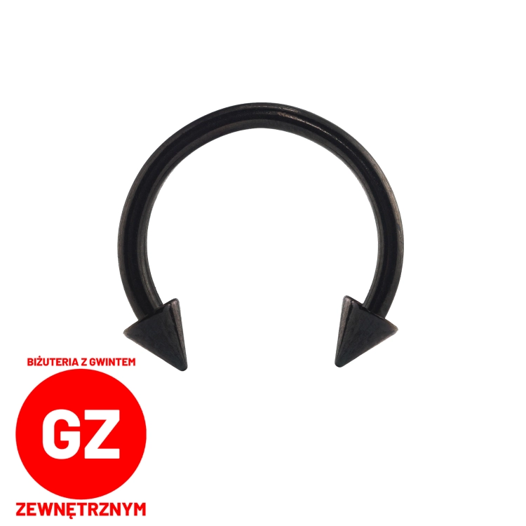 Czarna podkowa PVD ze stożkami - pręt gwint zewnętrzny.jpg