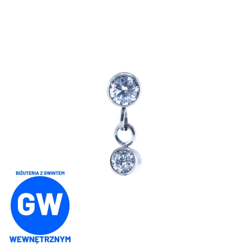 Tytanowy kryształek okrągły z wiszącym okrągłym kryształkiem w oprawie L193.jpg