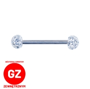 BIAŁA Tytanowa sztanga z akrylowymi kolorowymi kulkami do języka lub sutków S009.jpg