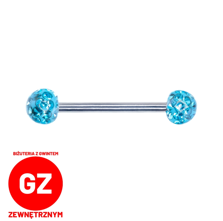 TURKUSOWA Tytanowa sztanga z akrylowymi kolorowymi kulkami do języka lub sutków S009.jpg