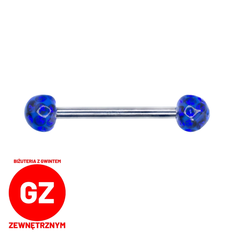 GRANATOWA Tytanowa sztanga z akrylowymi kolorowymi kulkami do języka lub sutków S009.jpg