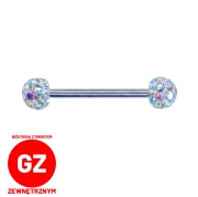DISCO Tytanowa sztanga z akrylowymi kolorowymi kulkami do języka lub sutków S009.jpg
