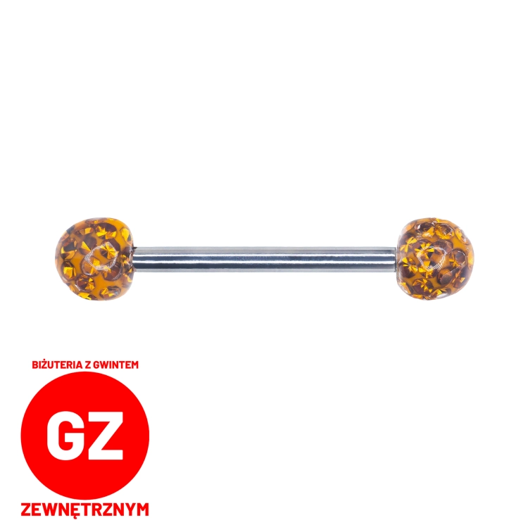 BRĄZOWA Tytanowa sztanga z akrylowymi kolorowymi kulkami do języka lub sutków S009.jpg