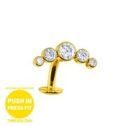 Floating navel - złoty ozdobny cluster z 5 kryształkami do przekłucia pępka N032.jpg