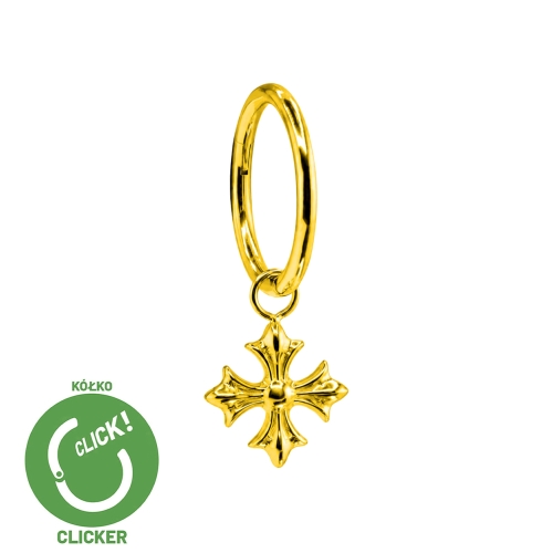 Wiszący krzyżyk - złoty tytanowy clicker z zawieszką R057.jpg