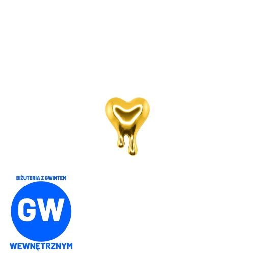 Topniejące serce - złoty tytanowy ozdobny labret L296.jpg
