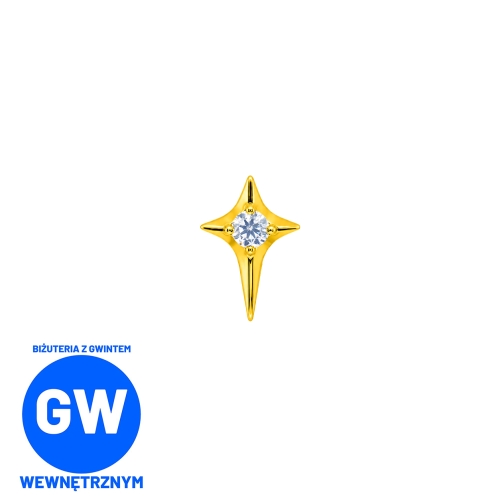Złota Gwiazdka z cyrkonią - tytanowy labret ozdobny L289.jpg