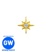 Złota Gwiazda z błyszczącą cyrkonią - tytanowy ozdobny labret L294.jpg