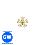 Złoty Kryształowy kwiatek z 5 płatków - tytanowy ozdobny labret L295.jpg