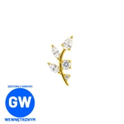Złota Kryształowa gałązka - tytanowy ozdobny labret L265.jpg