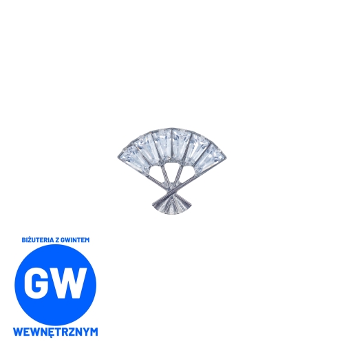 Kryształowy duży wachlarz - tytanowy ozdobny labret. Biżuteria ozdobna kolczyk do piercingu przekłucia ucha lobe, flat L123.jpg