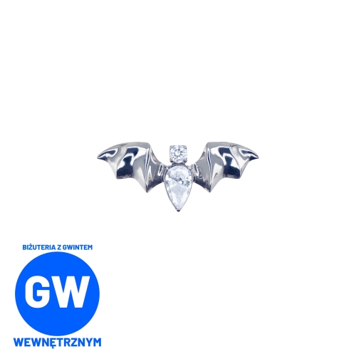 Kryształowy nietoperz - tytanowy labret, do piercingu ucha - lobe, flat L100.jpg