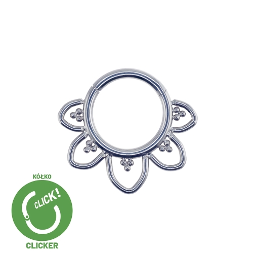 Kółko clicker z kuleczkami i płatkami tytan septum daith kwiat RF015.jpg