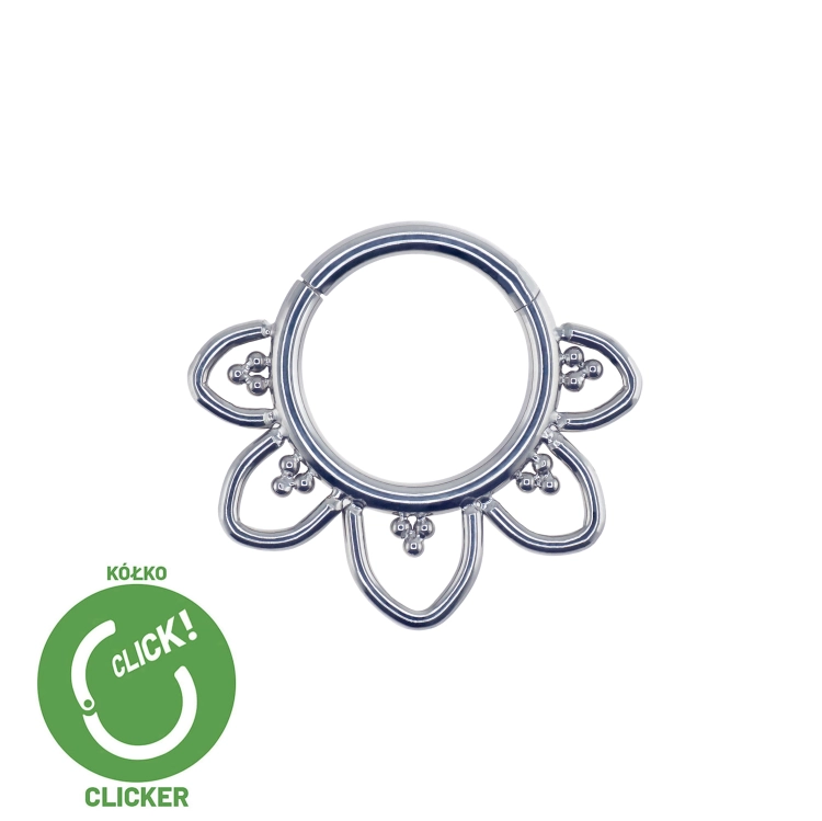 Kółko clicker z kuleczkami i płatkami tytan septum daith kwiat RF015.jpg
