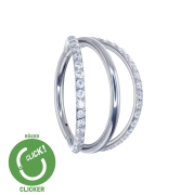 Clicker kółko potrójne rozchylone 2 kryształowe obręcze i gładka - do concha. Kolczyk do piercingu ucha w stylizacji conch R020.jpg