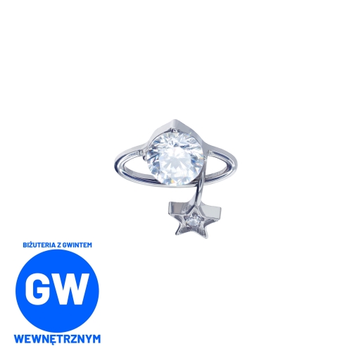 Planeta z wiszącą gwiazdą - tytanowy ozdobny labret L303.jpg