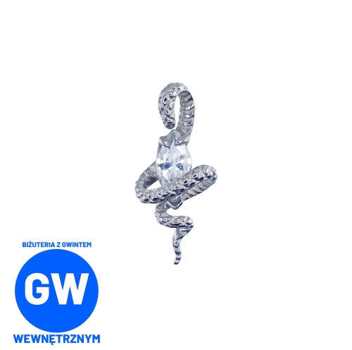 Wąż owijający cyrkonię - tytanowy ozdobny labret L301.jpg