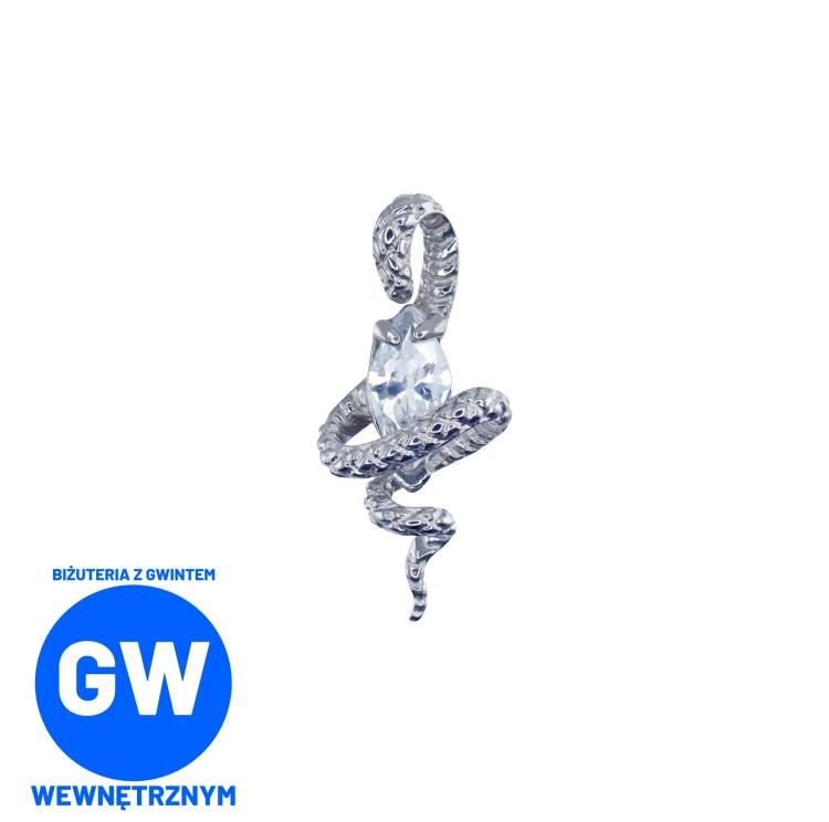 Wąż owijający cyrkonię - tytanowy ozdobny labret L301.jpg
