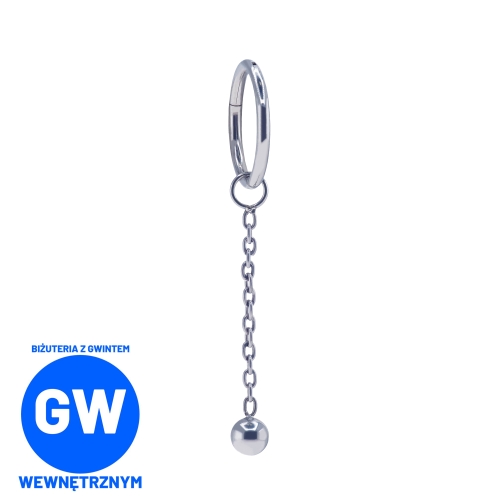 Łańcuszek z wiszącą kulką - tytanowy clicker z zawieszką R066.jpg