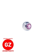 Tytanowa kulka z różowym kryształkiem do gwintu zewnętrznego GZ011 róż.jpg