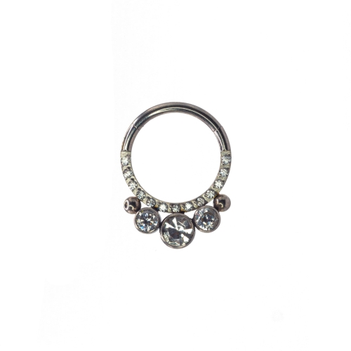 Clicker kółko z kryształami tytanowe septum daith