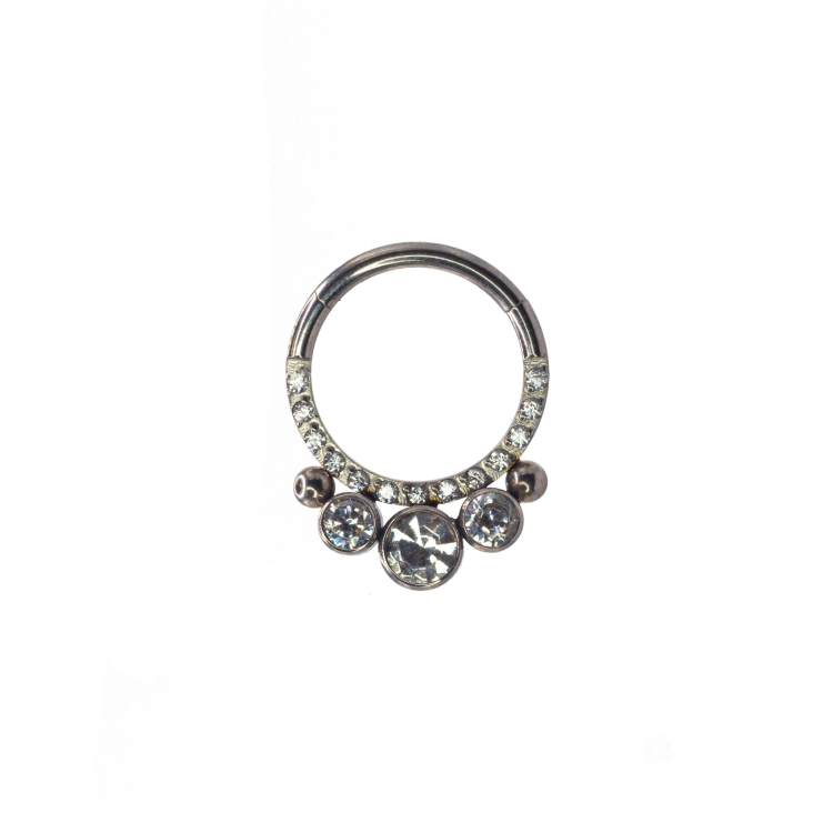Clicker kółko z kryształami tytanowe septum daith