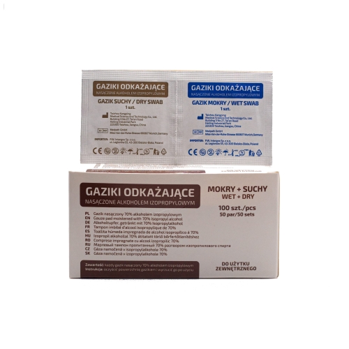 Gazik do przemywania i dezynfekcji gaziki MOKRY i SUCHY 1 szt.
