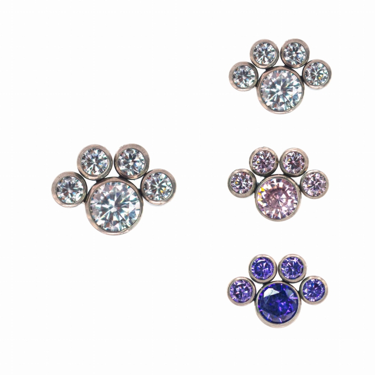 Kryształowa łapka - wiele kolorów - tytanowy ozdobny labret