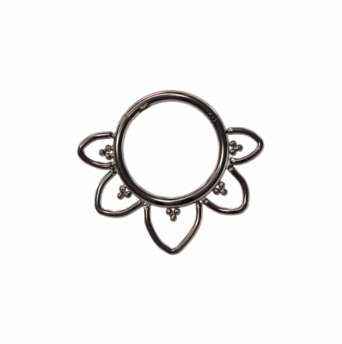 Kółko clicker z kuleczkami i płatkami tytan septum daith kwiat